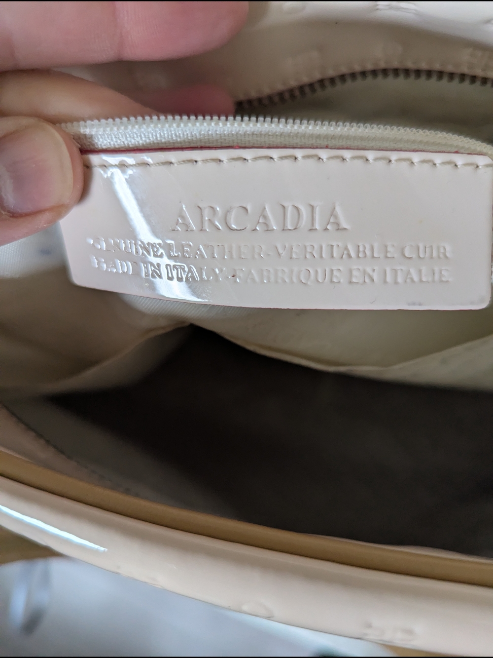 Arcadia Classic Patent Leather Satchel Crossbody with Gold Hardware and Tan Trim - Picture 5 of 9